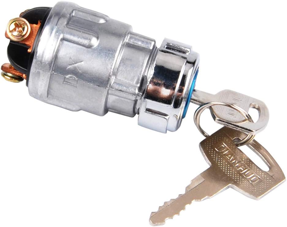JK423 3 Wire Ignition Switch，12V Ignition 2 Keys Starter Switch Repalcement for Car, Motorcycle, Tractor, Forklift, Truck, Scooter, Trailer