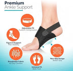 Foot Arch Support Braces for Women Men–Adjustable Compression Arch Support Bands with Gel Pad for Flat Feet, Heel Pain, High & Fallen Arches–Anti-Slip Strips–(Pair-Black)