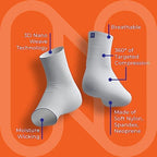 NanoSocks Compression Socks for Women & Men (1 Pair) - BEST Ankle Brace Support Sleeve for Neuropathy, Plantar Fasciitis, Diabetic Foot Nerve Pain Relief - Toeless (Large, White)