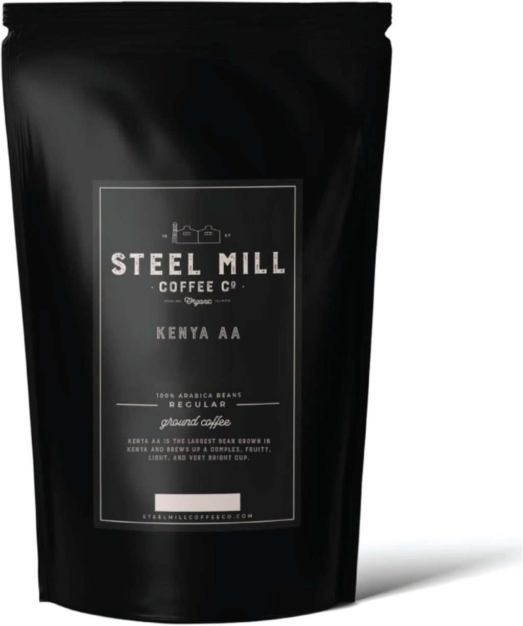 Steel Mill Coffee Co. Kenya AA Single-Origin Ground Coffee – Medium Roast – 100% Arabica Beans – Fresh-Roasted Gourmet Coffee – 2lb Bag
