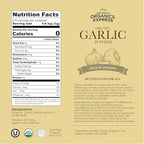 HQOExpress Organic Garlic Powder – Non GMO, Kosher, USDA Certified Organic Garlic – Sweet and Sharp Aromatic Seasoning for Rubs, Marinades, Dressings and Burgers, 18 oz. Chef Jar