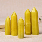 1PC Natural Crystal Point Lemon Jade Obelisk Yellow Quartz Tower Ornament Energy Stone Pyramid(60-70mm)