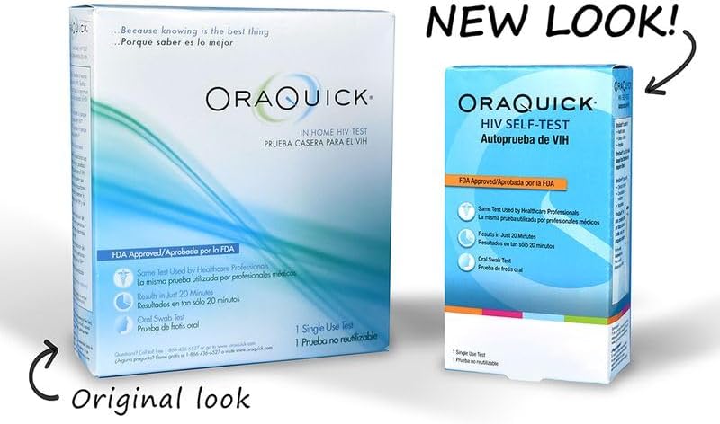 OraQuick® HIV Self-Test, Oral Fluid Rapid HIV Test for HIV-1 & HIV-2 Detection, Quick & Easy Pain Free Home Testing Kit with Results in 20 Minutes, Ages 14+