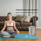 TopQuaFocus Stainless Steel Enema Bucket Kit for Colon Cleansing Reuseable Enema kit - Suitable for Coffee, Water and Gerson Therapy Oganic Home Coffee Enemas 2 Qt