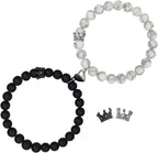 Ymeeaa Couples Bracelets King&Queen Crown His and Her Bracelets Heart Matching Bracelets Long Distance Relationship Gifts for Boyfriend and Girlfriend on Anniversary Couples Jewelry for Women Men