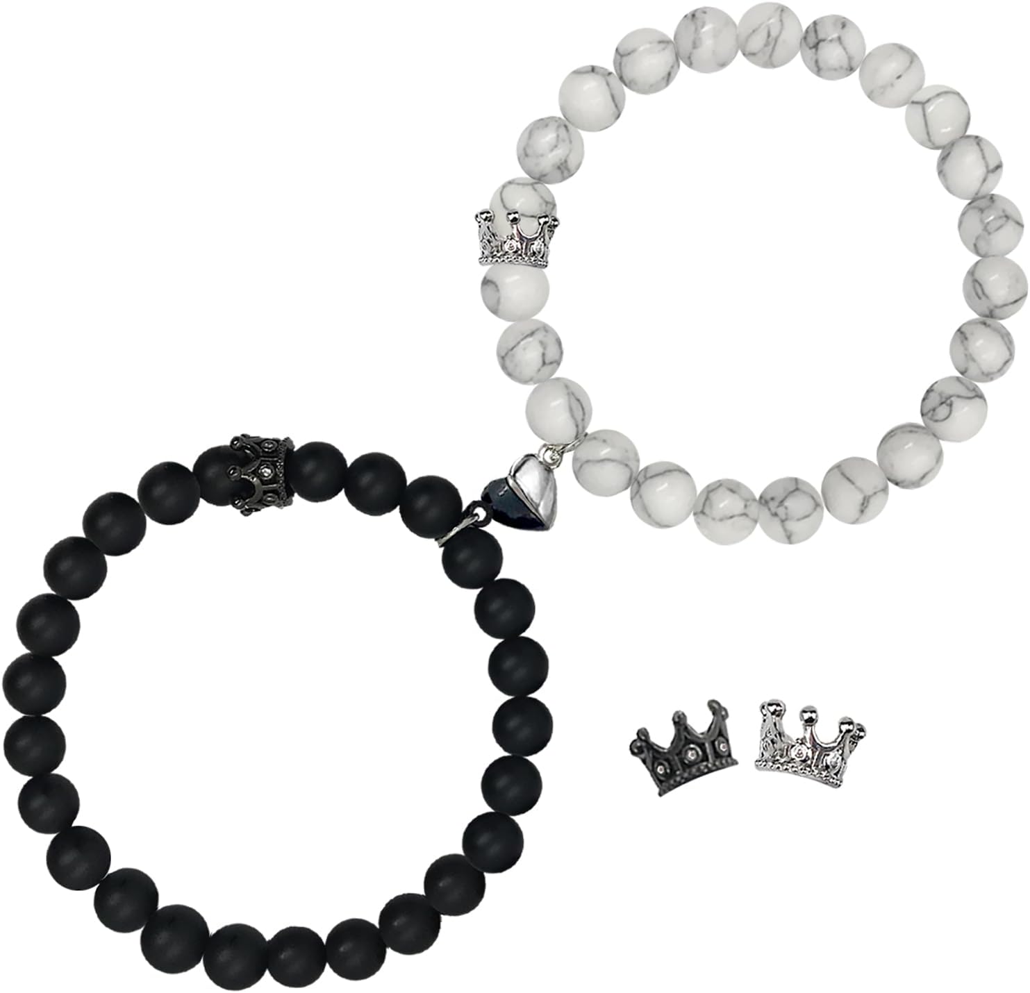 Ymeeaa Couples Bracelets King&Queen Crown His and Her Bracelets Heart Matching Bracelets Long Distance Relationship Gifts for Boyfriend and Girlfriend on Anniversary Couples Jewelry for Women Men