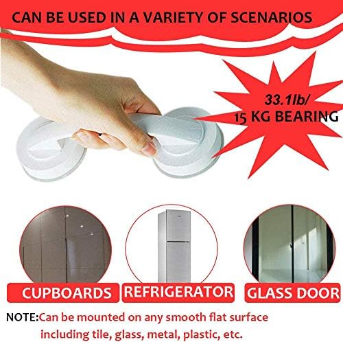 Suction Grab Bar, Portable Suction Handle Bar Suction Grip Bar for Window Door Drawer Cabinet Mini Fridge Grab Puller (White)