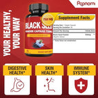Pure Black Seed Powder Capsules 750mg - Premium Supplement for Immunity, Digestive, Skin, Hair & Body Balance - 90 Pills for 3 Month Supply