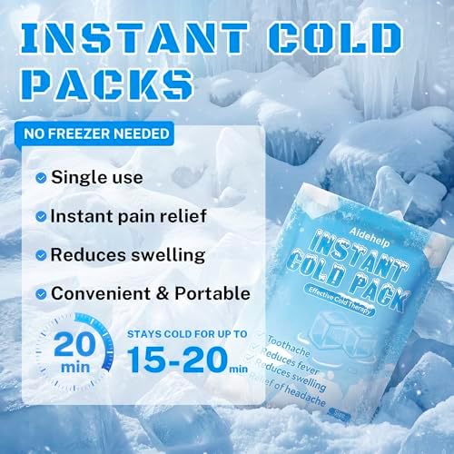 8 Pack Instant Cold Packs (4.3" x 5.9") - Disposable Ice Packs for Injuries | Cold Compress Ice Pack for Pain Relief, Swelling, Inflammation, Sprains, Toothache - Cold Pack for Athletes