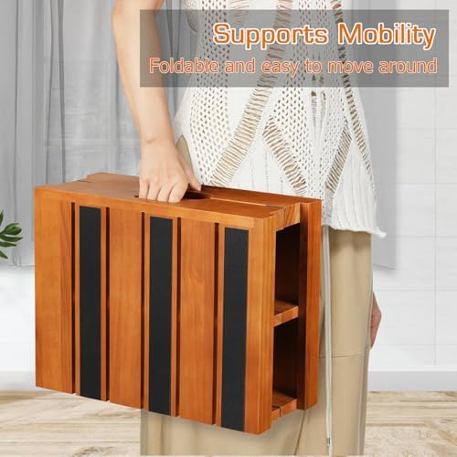 Wooden Step Stool, 3.5" One Step Non-Slip Outdoor Platform, Heavy Duty Mobility Half Steps for Seniors Adults With Bad Knee, No Assembly Required