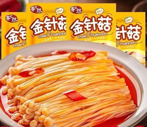 Fresh Spicy Golden Enoki Mushroom,Spicy and Spicy Srips,Mala Latiao,Delicious Snacks Gift,Chinese Specialty Food,Side Dishes,Seasoned Dishes,Healthy Instant Pickles (5 packs)
