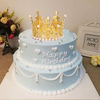 SisBroo Gold Crown Cake Topper, 6 Pieces Happy Birthday Cake Toppers, Princess Crown Cake Decorations, Mini Crowns for Flower Arrangements, Birthday, Wedding, Party Decor (Gold-Ⅰ, 6)