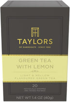 Taylors of Harrogate Green Tea with Lemon, Individually Wrapped Bags, 20 Count (Pack of 6), Citrussy, Mellow and Light, Caffeinated, Enjoy Hot or Iced, 120 Teabags Total