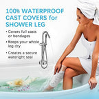 Waterproof Cast Covers for Shower Leg - Watertight Seal - Adult & Kids - Reusable 2-Pack Leg Cast Covers for Shower Adult