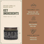 18.21 Man Made Beard Balm for Men, Spiced Vanilla, 2 fl. oz - Premium Grooming Cream with Low Shine for Conditioning and Shaping Beards, Mustaches - Scented Facial Hair Balms, Long-Lasting Moisture