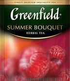 Greenfield Herbal Tea Summer Bouquet - Caffeine-Free Hibiscus Raspberry Rosehip Fruit Tea, 100 Individually Wrapped Tea Bags