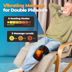 Cordless Heated Knee Massager with Vibration, FSA Eligible HSA, Heated Knee Brace Wrap Heating Shoulder Brace Support Wrap for Knee Elbow, Heating Pad with 6 Heating Levels, 3 Massage Modes&Timer