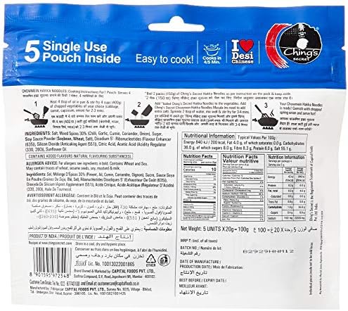 Ching's Secret Chowmein Haka Noodle Masala, 5 x 20 gm