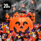 Halloween Candy Gift Basket for Kids and Adults - Trick or Treat Pumpkin Bucket Filled Assorted Halloween Chocolate Candy Sweets Great Care Package Gift Basket for College Students, 20 Oz