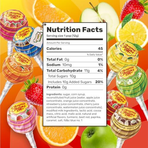 Chupa Chups Assorted 4 lb – 8 Flavors, Individually Wrapped Lollipops, Bulk Candy in Resealable Bag