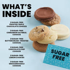 Cheryl's Cookies Sugar-Free Cookie Gift Box, w/12 Kosher Chocolate Chip, Snickerdoodle, Lemon, Buttercream-Frosted Triple Chocolate & Cinnamon Oatmeal Cookies, Individually Wrapped, All Occasions