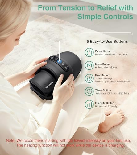 Medcursor Hand Massager, 2026 Upgraded, Hand Massager with Heat and Compression for Carpal Tunnel and Stiff Joints, Pain Relief from Wrist to Palm and Finger, Gifts for Women Men (Rechargeable)