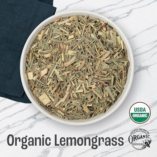 J MAC BOTANICALS Organic Lemongrass (4 oz) Certified USDA Organic, Cut & Sifted Dried Lemongrass tea from Egypt, resealable pouch. Packaged in the USA