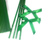 25pcs 6" Cake pop sticks and 25pcs clear bags and 25pcs colorful ribbon bows (green)
