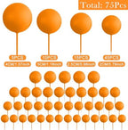 75 Pieces Orange Cake Balls Topper Decorations Foam Cupcake Topper Mini Balloon Cake Topper Picks for Cake Deco Birthday Party Wedding