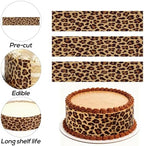 3pcs Edible Paper, 2.4x11 Inches per Sheet Edible Cheetah Print for Cakes Cheetah Print Image Leopard Cake Wrap Side Decor Glutinous Rice Paper Borders for Women's Birthday Party Decoration Supplies