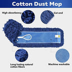 MATTHEW CLEANING 36'' Industrial Strength Cotton Dust Mop Refill Washable Replacement Heads For Residential & Commercial Use Fit Standard Dust Mop Frames, Hardwood, Laminate, Concrete Floors 3 Pack