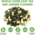 Sou Zen Jasmine Green Tea Loose Leaf Blend 4oz (113g) | Premium Quality Tea Leaves and Flowers | Raw with Naturally Organic Antioxidants | Relaxing and Revitalizing Tea with No Additives