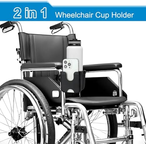 Accmor Walker Cup Holder with Hook Set, Wheelchair Cup Holder, Stroller Cup Holder, Universal Cup Holder for Walker, Wheelchair, Rollator, Stroller, Scooter, Bike Accessory