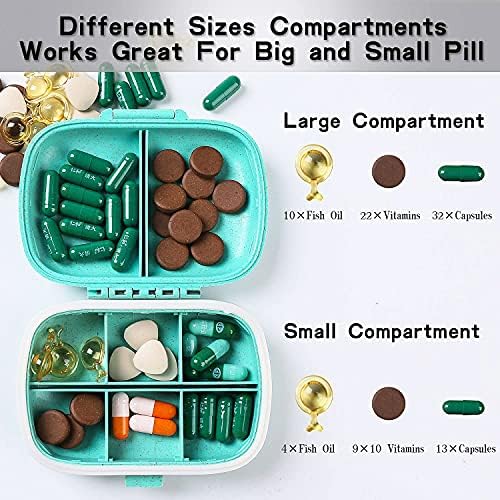 4 Pack Travel Pill Organizer, 8 Compartments Small Pill Box, Portable Daily Pill Case for Medicine, Vitamin, Supplement Storage, Compact Pill Container for Pocket, Purse, Travel, Office, Home Use
