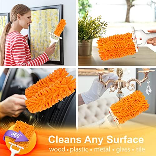 EasyClean Microfiber Duster for Blinds - Multi-Surface Microfiber Dusters for Cleaning - Blind Cleaner Duster Tool - Baseboard Cleaner Tool with Handle - Blinds Cleaner Tool - Use as Damp Duster