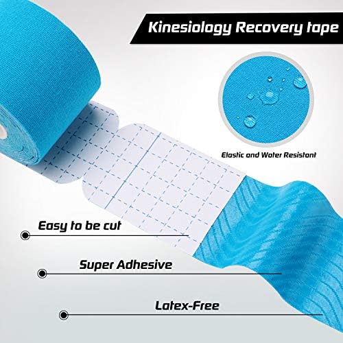 Kinesiology Tape Precut 2 Rolls Pack, Athletic Tape for Muscle Joints Support, 40 Strips for Knee Ankle Shoulder Back, Latex Free and Water Resistant, Blue