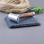 Haryali London Shaving Kit - 6 Pc Wooden Safety Razor - Synthetic Hair Brush - Elegant Bowl - Shaving Soap - Stainless Steel Stand - Sustainable Gift Set