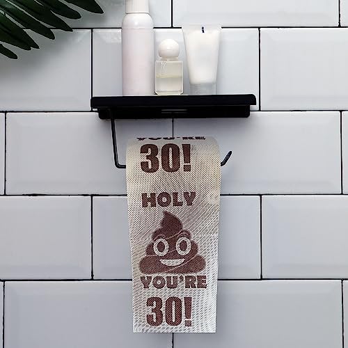 Happy 30th Birthday Gifts, 3-Ply Funny Toilet Paper Roll, Holy Poop You're 30 Printed Toilet Paper Gag Gift, Pranks & Surprises Bathroom Decor for Boys Son and Girls, Cheers to 30 Bday Party Supplies