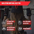 Lift Tech Fitness Rubber WW Armor Pads (Pair of 2) - Weight Lifting Grips for Men & Women with Wrist Wraps for Deadlifts, Pull Ups, Powerlifting - Black