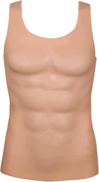 Fake Muscle Vest,Realistic Fake Chest Muscles,Silicone Fake Chest Muscle Vest - Silicone Muscle Suit for Men's Cosplay Masquerade Costume-Flesh||Medium Size