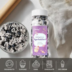 Black and White Heart Sprinkles for Cake Decorating 4.23ounce - Sugar Mix Contains Heart & Silver Pearl Sprinkles for Cupcake Toppers, Ice Cream, Candy, Cookie Decorations - Holiday Party Supplies