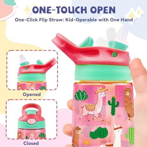 14oz Water Bottle with Straw Lid, Funny Farmhouse Animal Themed Alpaca Water Cup, Leak Proof, BPA-Free, Alpaca Lover Gifts Idea for Women Adults Girls Birthday Christmas