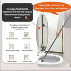 Wall Mounted Long Handle Toilet Brush Set with Holder and 2 Brush Heads Silicone and Stiff Bristle Toilet Bowl Scrubber Bathroom Brush Cleaning Tool for Home