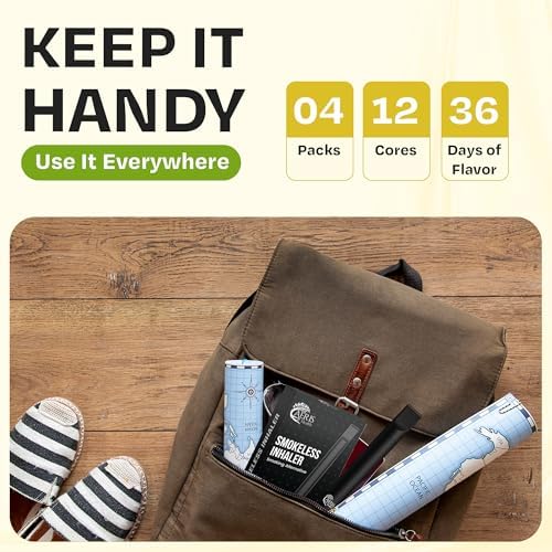 Smokeless Inhaler | Flavored Air Device with 12 Plant-Based Cores | Mint & Spearmint | 36 Days of Scent | Portable, Reusable & Non-Electric | Simple Fresh Air Stop Smoking Aid
