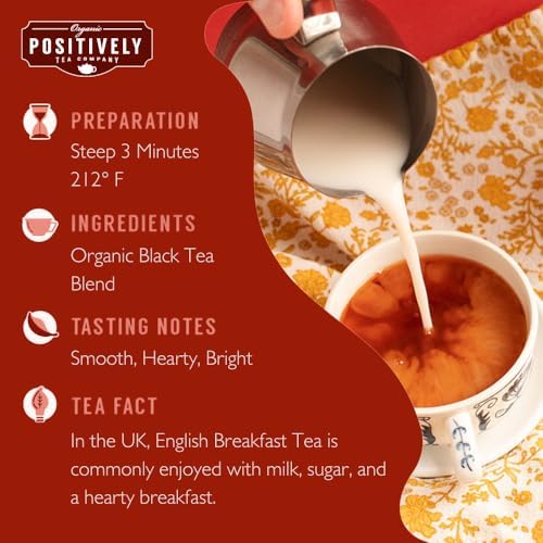 Organic Positively Tea Company, English Breakfast Black Tea, Loose Leaf, 16 Ounce