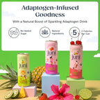 Juni Sparkling Adaptogen Drink with Ashwagandha, Lion’s Mane & Reishi Mushrooms | Green Tea for Focus, Zero Sugar, 5 Calories | Decaffeinated, Non Alcoholic Drinks – Variety Pack (12 Pack)
