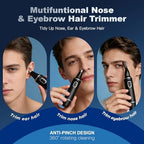 XOOMRSCP Professional Nose Hair Trimmer for Men, Rechargeable 2 in 1 Painless Ear & Nose Hair Trimmer with IPX7 Waterproof Dual-Edge Blades for Eyebrow & Facial Hair (Black)