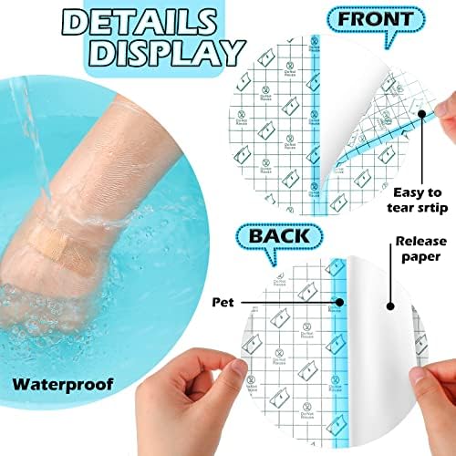 50 Pieces Waterproof Adhesive Bandages Transparent Stretch Bandages Protective Clear Films Tattoo Cover Tapes for Shower Swimming(6 x 6 Inch)