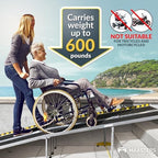 Wheelchair Ramp 12 Feet - Aluminum Long Portable Ramp - Loading Capacity 600 lbs - Portable 12 Foot Wheelchair Ramp with 2 Extra Support Leg