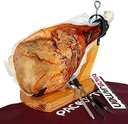 Paleta Ibérica de Bellota"Pata Negra" Paco Jamon, 10-12 libras, 3 Años de Curación + Jamonero Modelo Góndola + Cuchillo Jamonero Flexible + Chaira